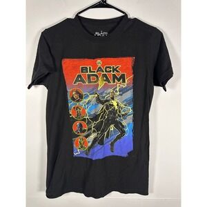 Mad Engine T-Shirt Mens S Black Adam DC Comics Graphic Movie Logo Tee Black
